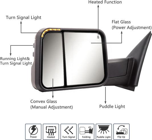 New Style Towing Mirror for Dodge Ram for 2002-2009 Dodge Ram 1500 2500 3500