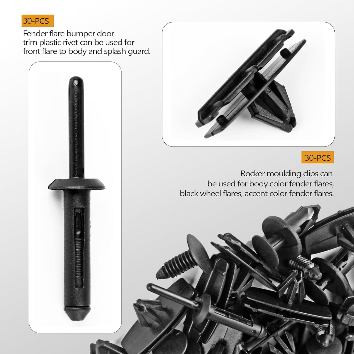 5-in-1 Push-Type Plastic Rivet Kit (150PCS) for 2007-2024 Jeep Wrangler & Grand Cherokee - Replaces 6503598