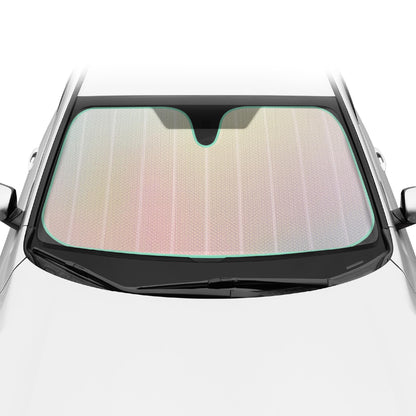 Iridescent Matte White Sunshade (58"x27") for Car/Truck/SUV - UV Block & Accordion Fold