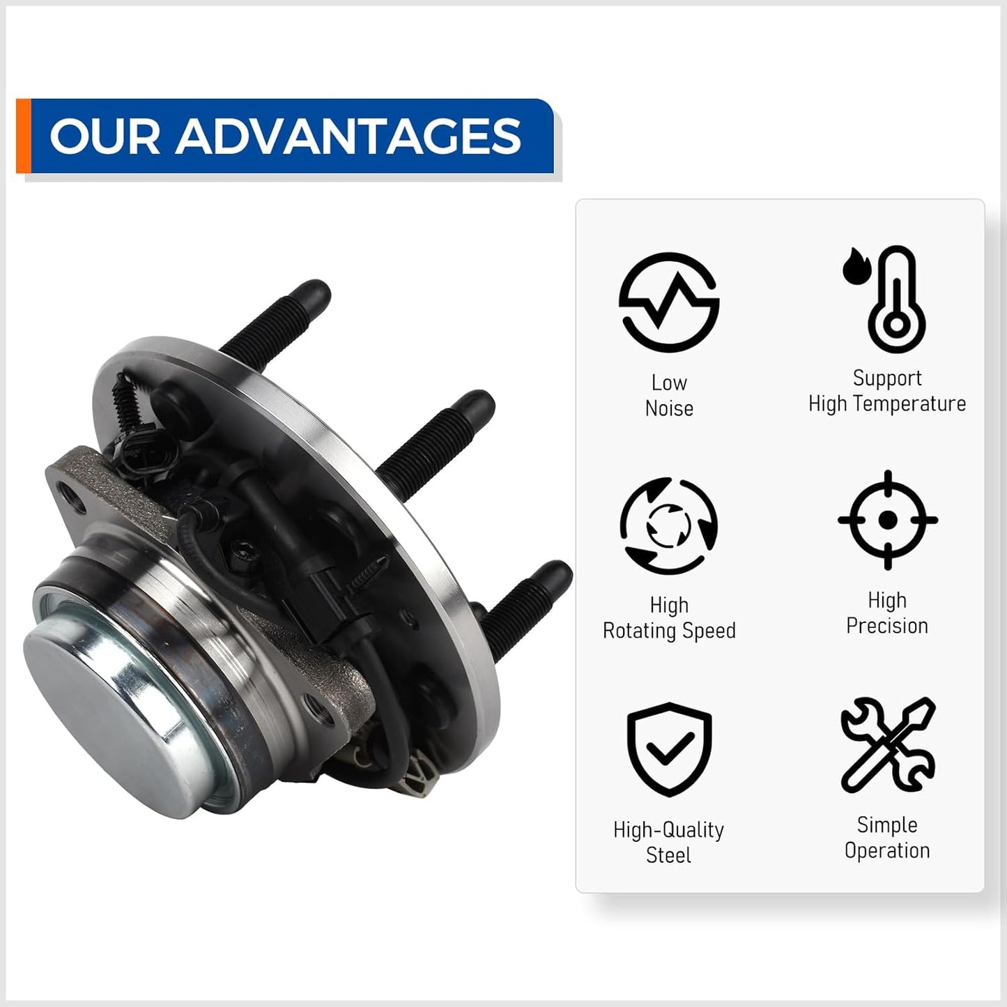 2-PCS 2WD Front Wheel Hub Assembly for 1999-2006 GM 1500 6-Lug Trucks/SUVs - 515054, w/ABS