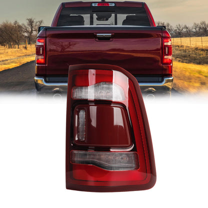 Dasbecan Left Driver Side Tail Light Assembly Rear Lamp LED Type Compatible With Dodge Ram 1500 2019 2020 2021 2022 2023 Blind spot module can be installed (Red Cover)