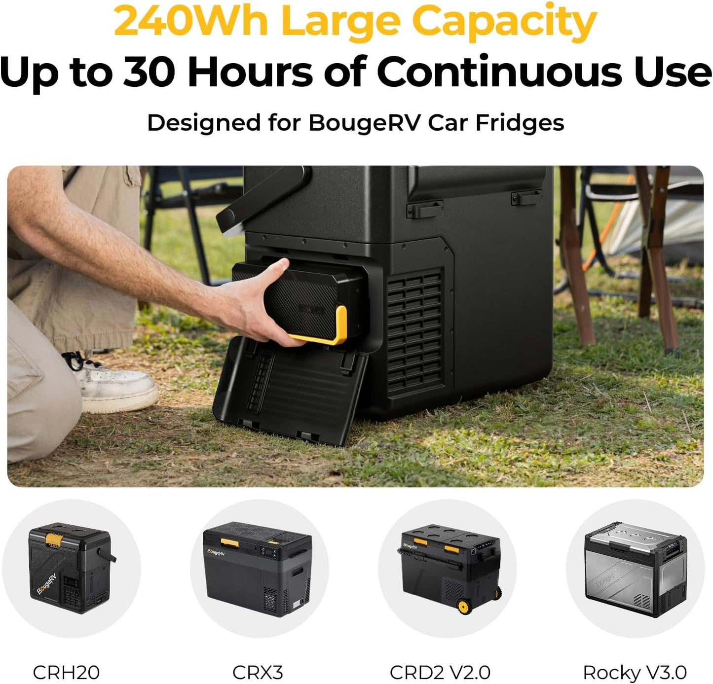 240Wh Detachable Battery for 12V Fridges (CRD2/Rocky/CRH20/CRX3) - Multi-Ports for Overlanding/Camping