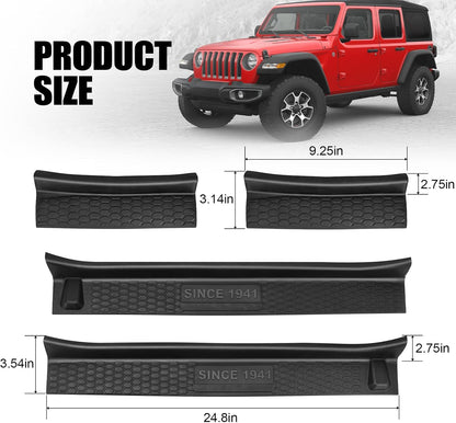 4-PCS Door Sill Guards with Logo for 2018-2025 Jeep Wrangler JL & Gladiator (Black)
