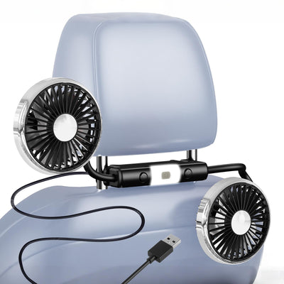 USB Car Back Seat Fan with Light, 3-Speed Cooling for Vehicle