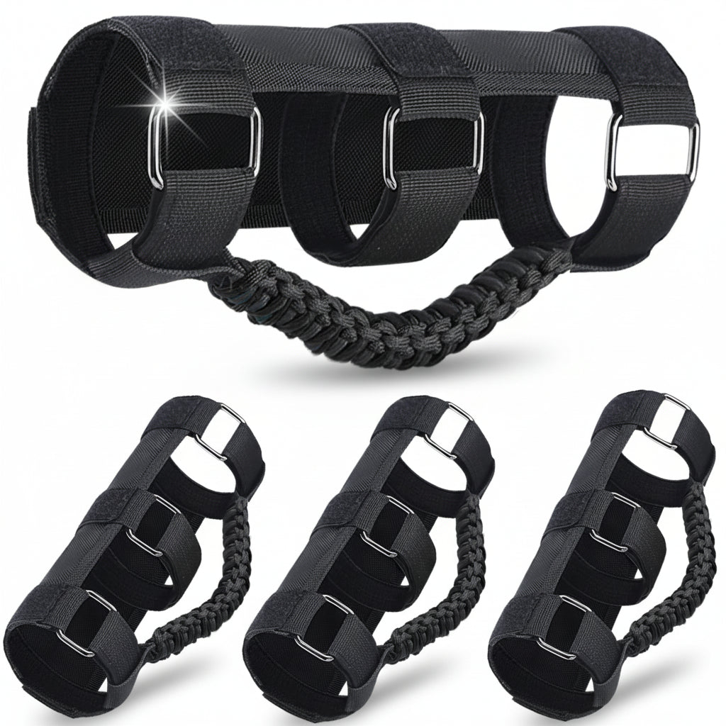 4-Pack Black Roll Bar Grab Handles for Jeep Wrangler & Gladiator (Paracord)