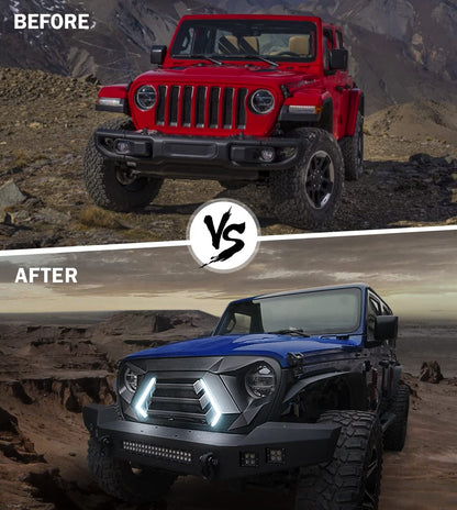 Jeep Wrangler JK Matte Black Grill with Integrated LED Turn Signals & DRLs (2007-2018)