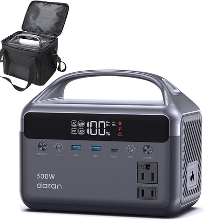 Portable Power Station 300W (600W Surge), 192Wh (60,000mAh) Solar Generator, LiFeP04 Battery with AC Outlets, 5.5LB Power Bank for Outdoor Camping, Traveling, Home & Emergency (Solar Optional)