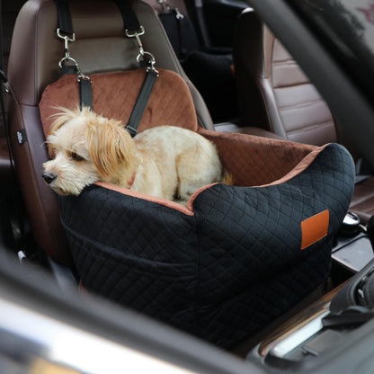 Memory Foam Dog Car Bed with Seat Belt, Non-Slip, Washable