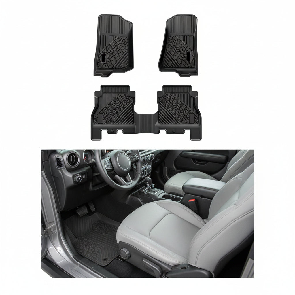 All-Weather TPE Floor Liner Set for 2018-2026 Jeep Wrangler JL 4-Door (Black)