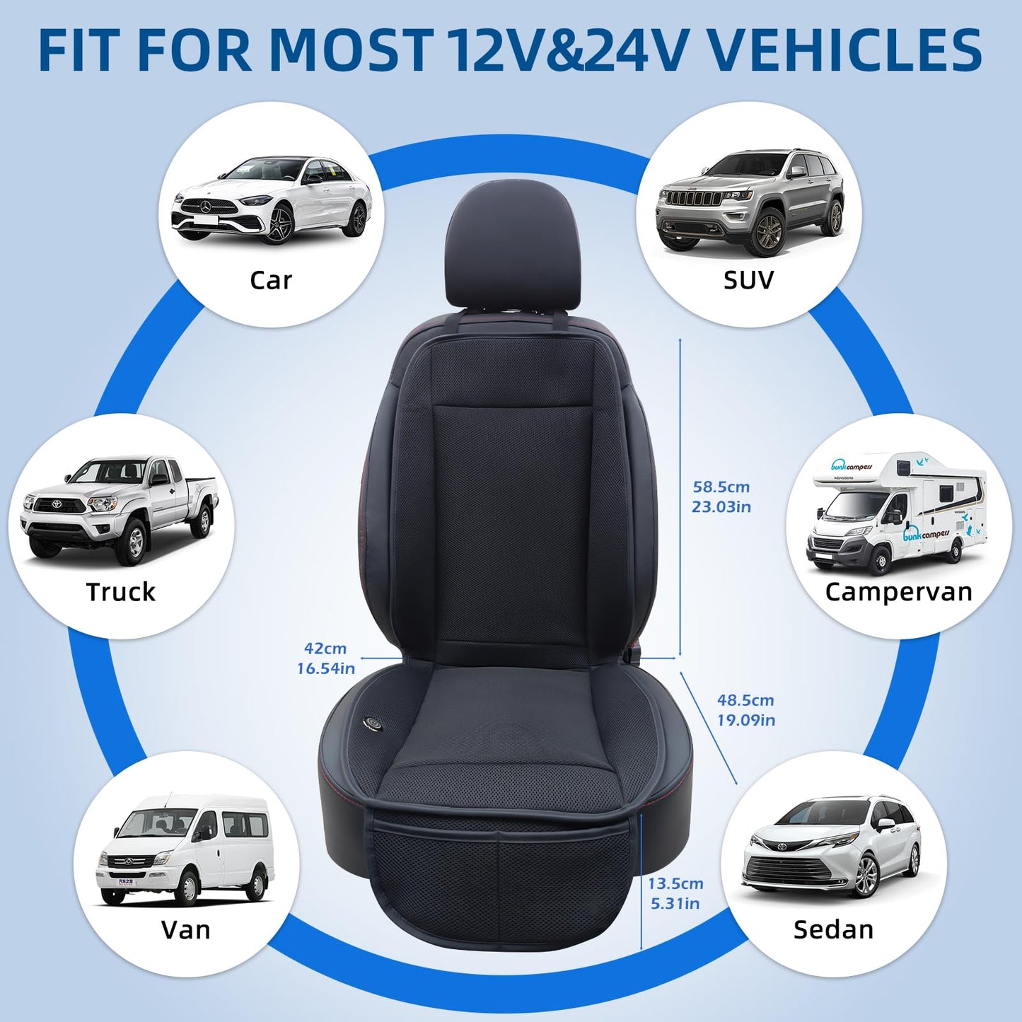 Ventilated Car Seat Cooler with Turbo Fan, 3-Speed Adjustable Airflow