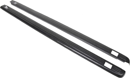 Black Ribbed Bed Rail Caps (2-PCS) for 1999-2006 Chevy/GMC 1500/2500/3500 Classic w/Stake Holes - 6.5' Bed