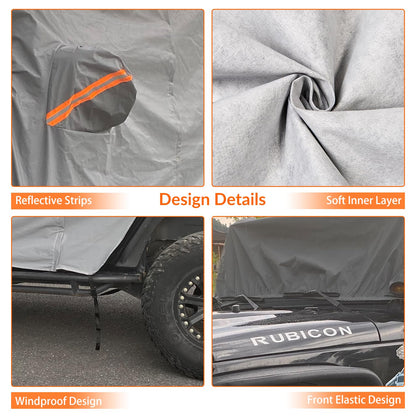 Waterproof Jeep Cab Cover with Zipper & Liner for 2007-2025 Wrangler 4-Door