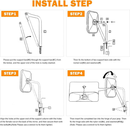 Door Off Mirror Compatible with Jeep Wrangler JK JL & Unlimited - OHMU