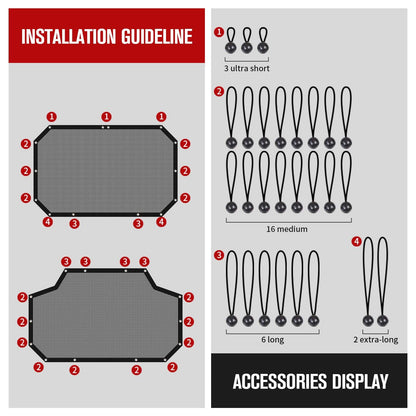 2-Piece Mesh Sun Shade for 2007-2018 Jeep Wrangler JK 4-Door - Front & Rear UV Protection