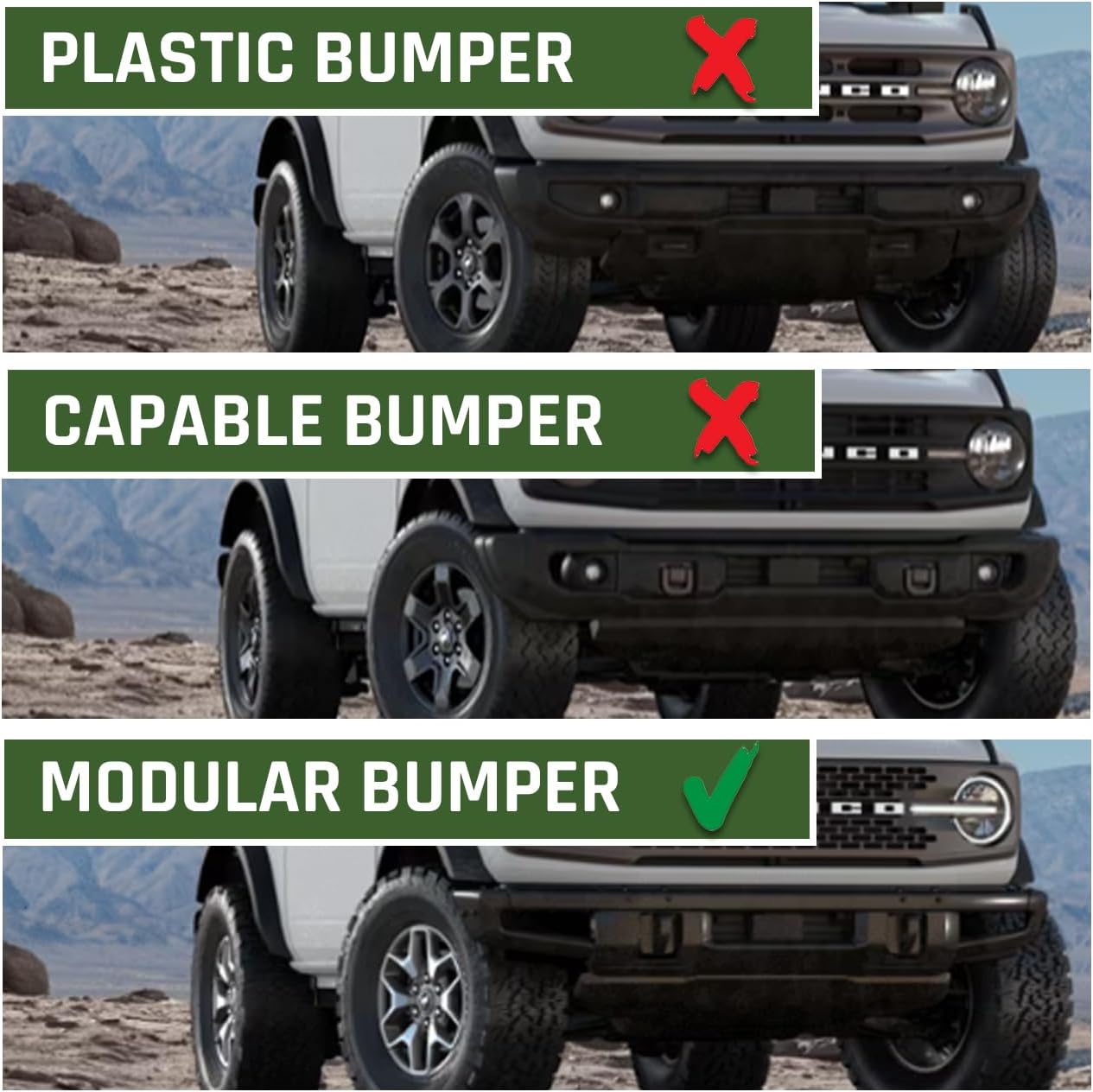IAG I-Line F3004 Mini Bull Bar w/LED Light Mount for Ford Bronco 2021+ w/Modular Bumper 2/4 Door (Not Sport or Raptor)