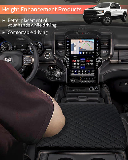 PU Leather Center Console Cover for 2019-2026 Ram 1500 (5th Gen) - Armrest Cushion Pad