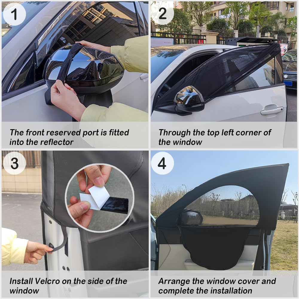 4-PCS Breathable Car Window Shades with Zipper - Privacy Protection for Most Cars
