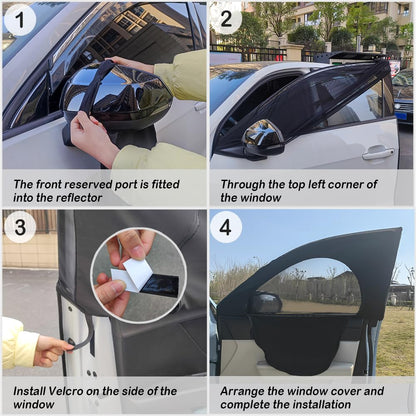 4-PCS Breathable Car Window Shades with Zipper - Privacy Protection for Most Cars