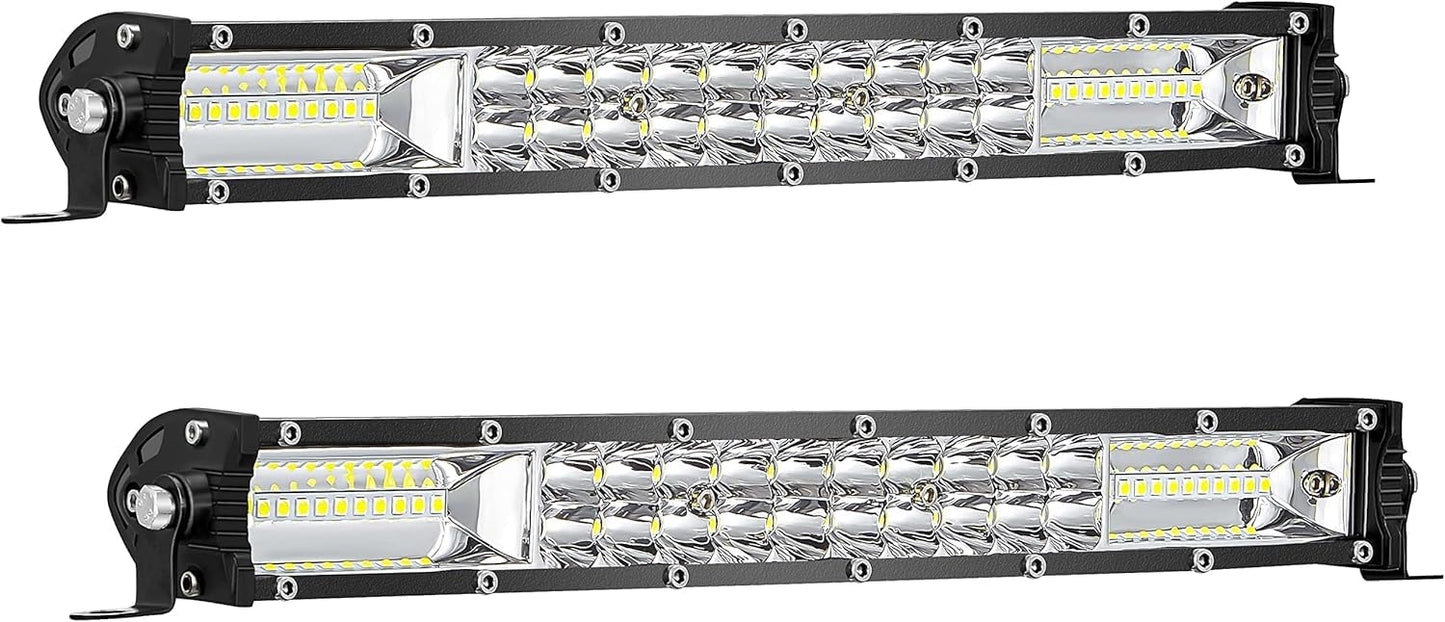 12" Double Row LED Light Bar (2-PCS) - 120W, 10000lm Flood/Spot Combo for Truck/ATV/Boat