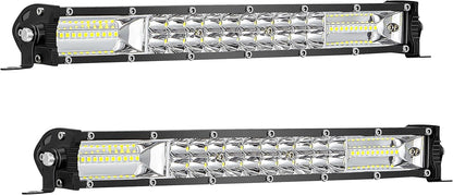 12" Double Row LED Light Bar (2-PCS) - 120W, 10000lm Flood/Spot Combo for Truck/ATV/Boat