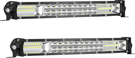 12" Double Row LED Light Bar (2-PCS) - 120W, 10000lm Flood/Spot Combo for Truck/ATV/Boat