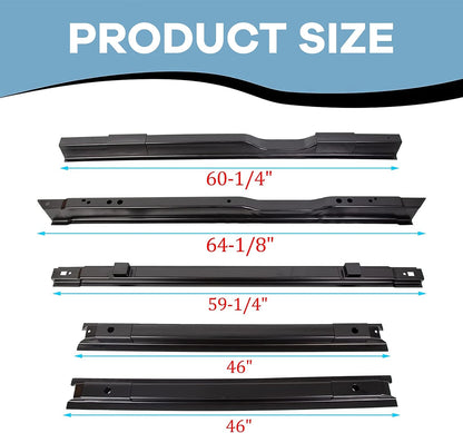 5 Steel Rails Truck Bed Crossmember Compatible with 1999-2018 Ford F250 F350 2008-2016 Ford F450 - OHMU