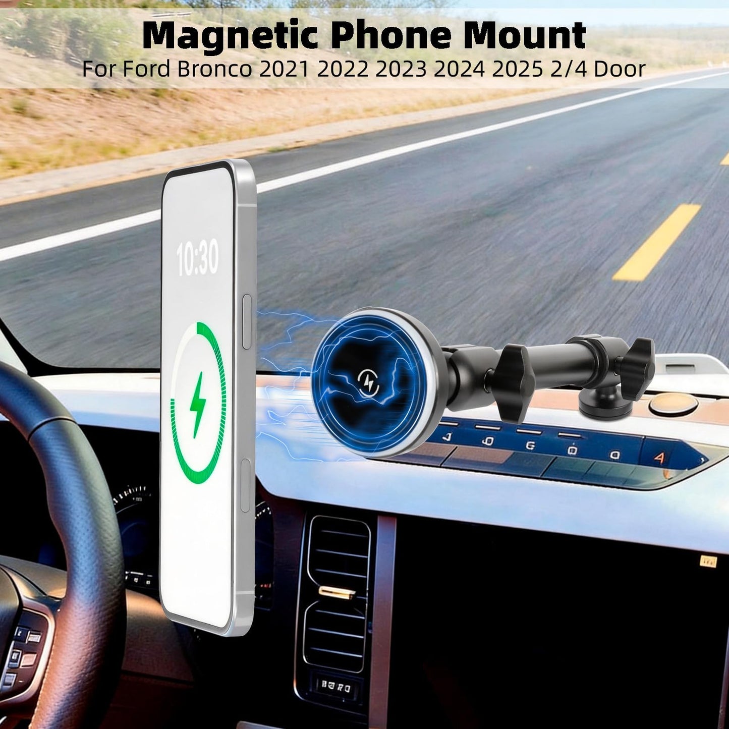 Magnetic Wireless Phone Mount for Ford Bronco, MagSafe Compatible