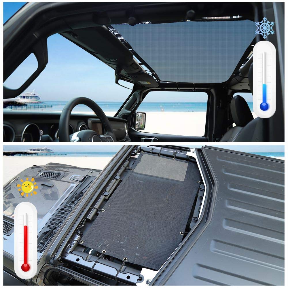 Mesh Bikini Top Sun Shade for 2018-2023 Jeep Wrangler JL & Gladiator JT - Black