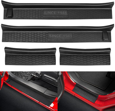4-PCS Door Sill Guards with Logo for 2018-2025 Jeep Wrangler JL & Gladiator (Black)