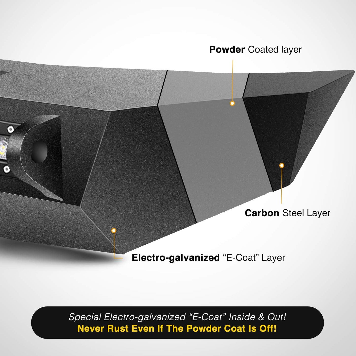 Nilight - JK-52A Rear Bumper Compatible for 2007-2018 Wrangler JK,Rock Crawler Bumper with Hitch Receiver & 2X Upgraded 18W LED Lights Off Road Textured Black