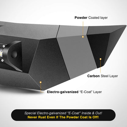 Nilight - JK-52A Rear Bumper Compatible for 2007-2018 Wrangler JK,Rock Crawler Bumper with Hitch Receiver & 2X Upgraded 18W LED Lights Off Road Textured Black