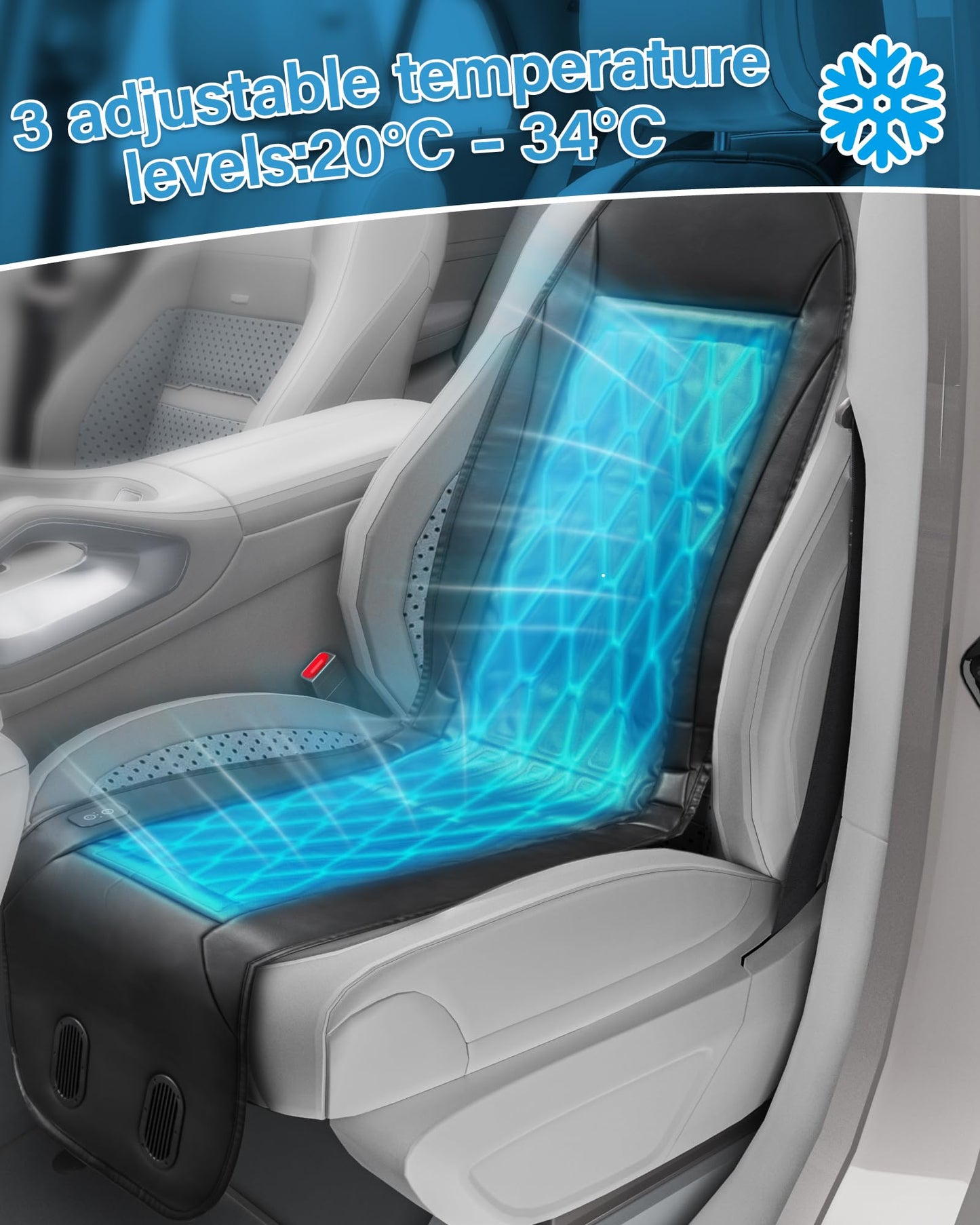 Active Cooling Car Seat Cushion with 3 Modes