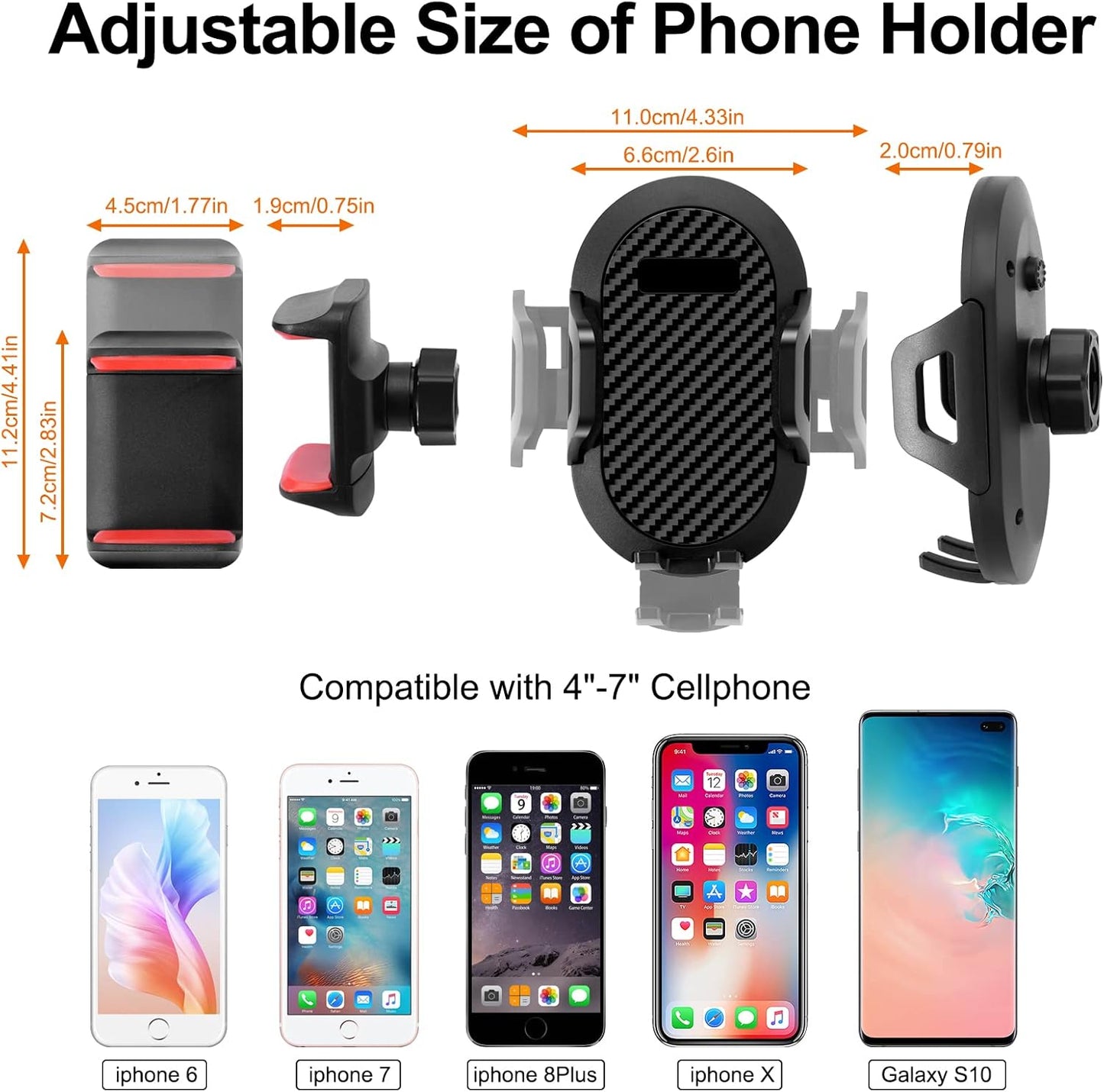 Upgraded Phone Mount for 2018 2019 2020 2021 2022 2023 Jeep Wrangler JL JLU & Gladiator JT, Multi-Mount Phone Holder Dash Tray System Kit with Extension Arm Metal Rod Don't for Oil-Electric 4xe