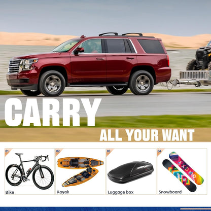 220 LBS Cross Bars Fit for 2015-2020 Chevrolet Suburban & Tahoe, GMC Yukon & Yukon XL, Cadillac Escalade & Escalade ESV Black Roof Rack Crossbars Luggage Carrier Bars