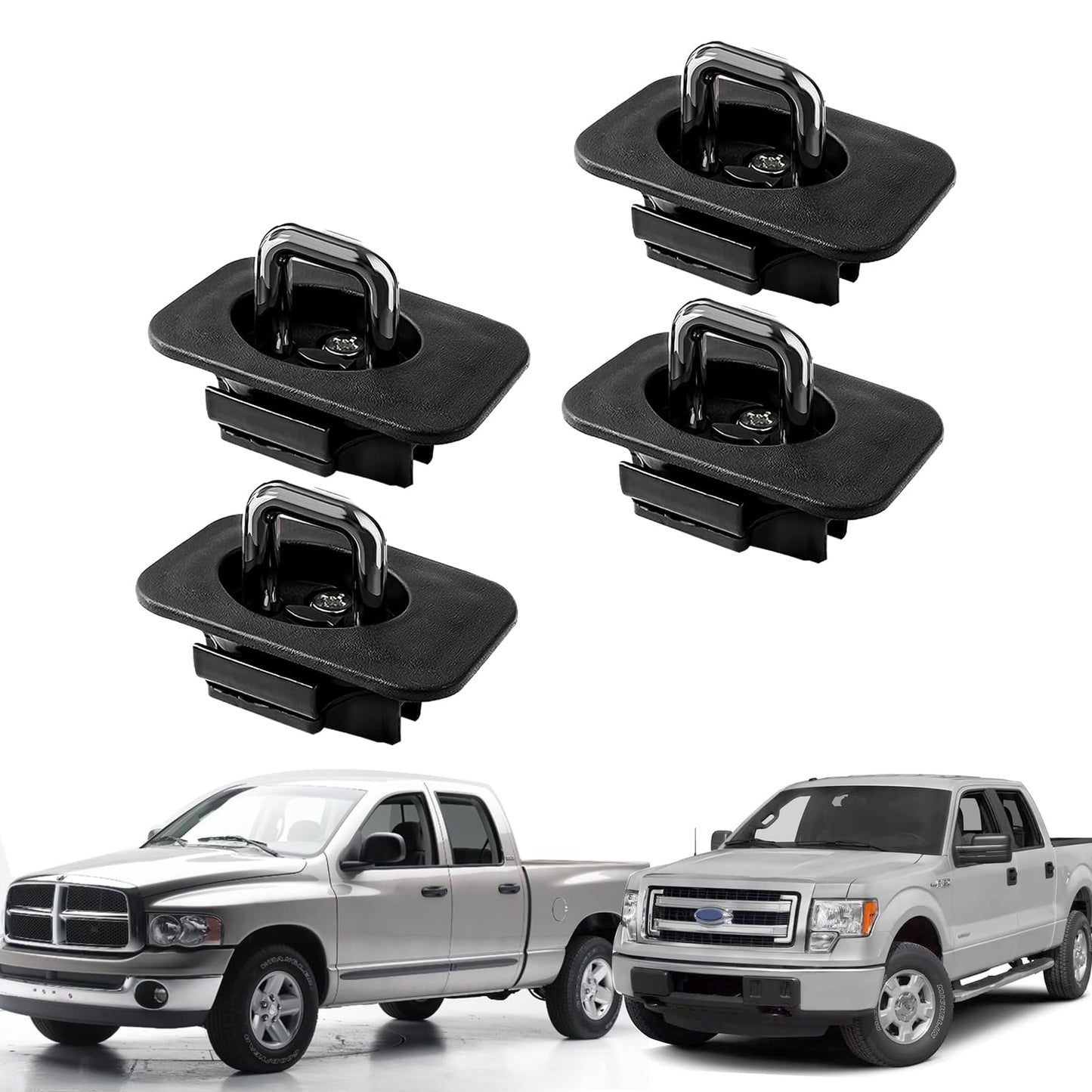 Retractable Truck Bed D-Ring Anchors, 3000LBS, 4PCS