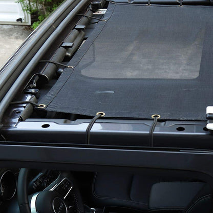Mesh Bikini Sunshade for 2018-2026 Jeep Wrangler JL & Gladiator JT - UV/Heat Block (Plain Black)