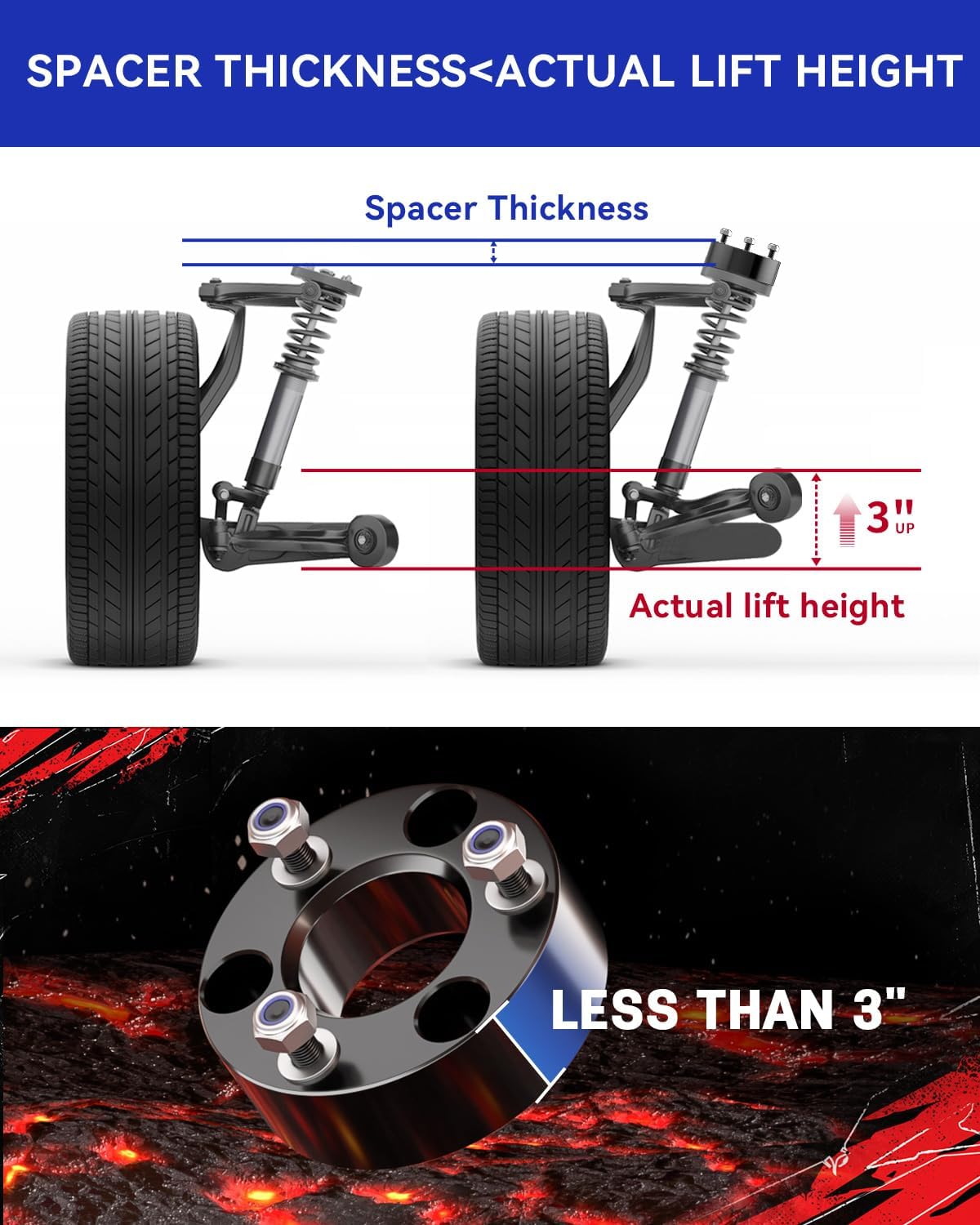 Richeer 3 inch Leveling Lift Kit Compatible with 2004-2026 F150, Leveling Lift Kit Fit for 2004-2026 F150 2WD 4WD, 2003-2018 Expedition Forged Front Strut Spacers Raise the Front of your F150 by 3"