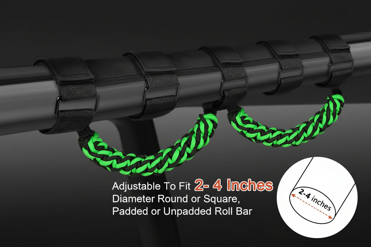 Upgraded Roll Bar Grab Handles for Jeep Wrangler & Gladiator (1955-2023, Green)