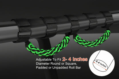 Upgraded Roll Bar Grab Handles for Jeep Wrangler & Gladiator (1955-2023, Green)