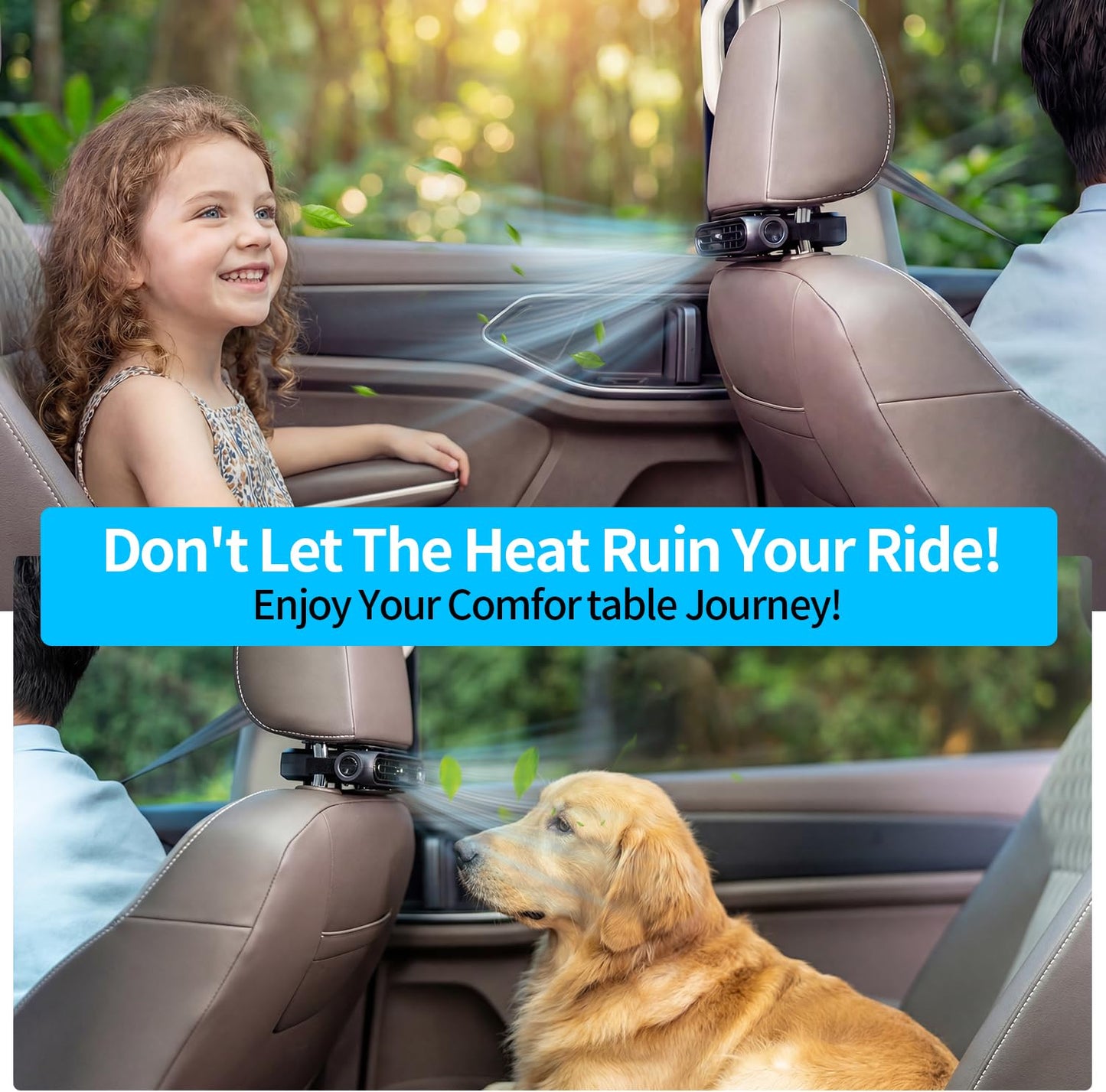 Mini USB Car Seat Fan for Headrest Cooling