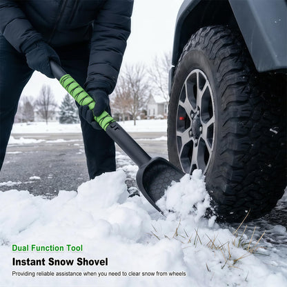 45" Extendable Snow Brush with Wide Ice Scraper - 360° Pivot, Green