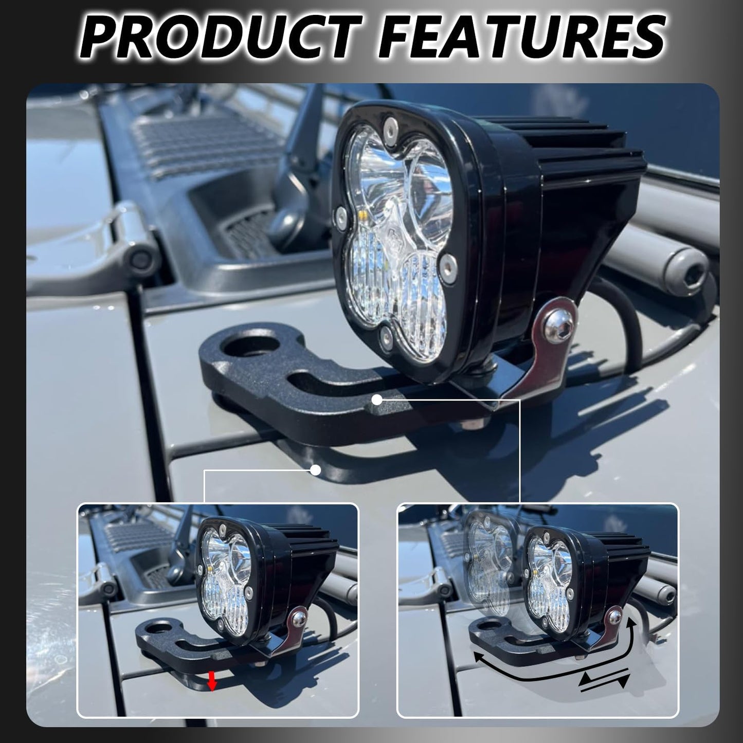 A-Pillar LED Light Mounts for 2018-2023 Jeep Wrangler JL & Gladiator JT (Black)