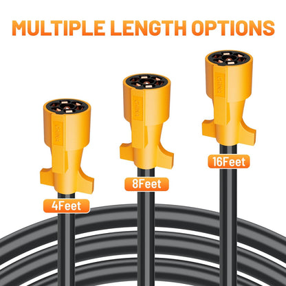 8ft 7-Pin Trailer Plug Cord - Double Prongs, Heavy Duty Pure Copper for RV/Trailer Side Replacement