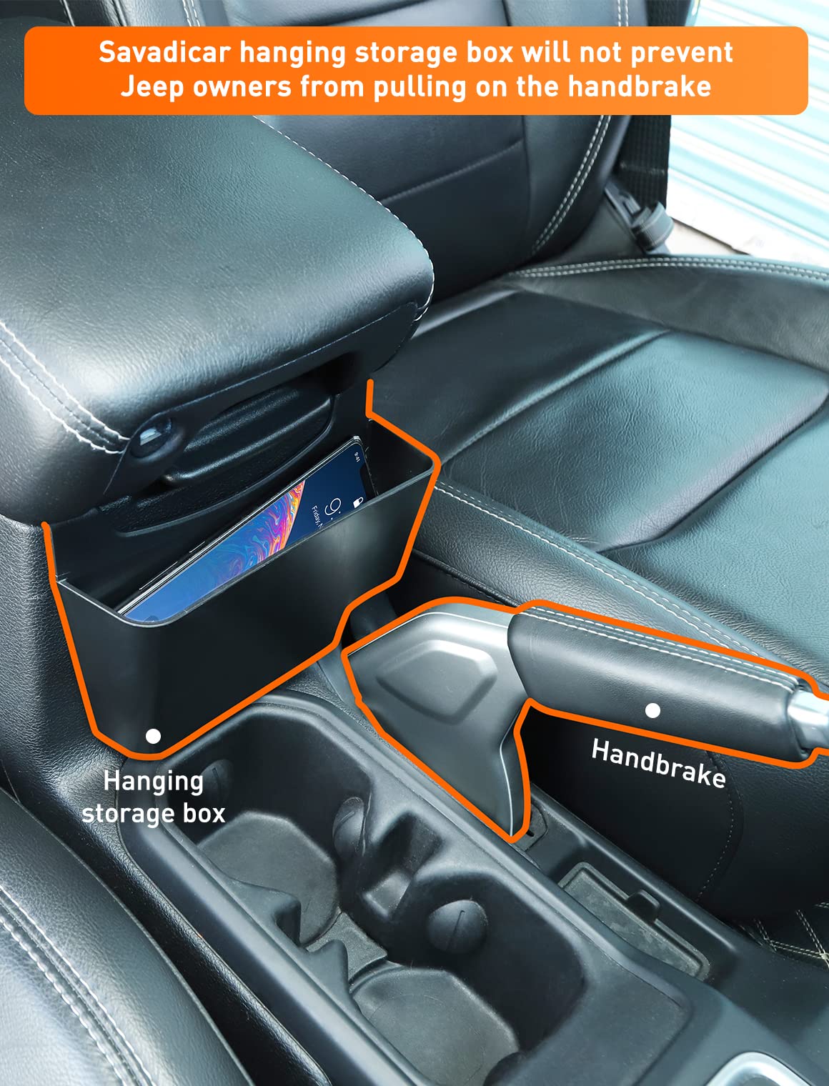 Hanging Center Console Organizer for 2018-2025 Jeep Wrangler JL & Gladiator JT (Black)