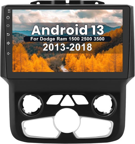 AWESAFE [2+64GB] Android 13 Car Stereo for Dodge Ram 1500 2500 3500 2013-2018 Auto AC with Wireless CarPlay/Android Auto, 9" Touch Screen Radio Replacement with Bluetooth/GPS/WiFi