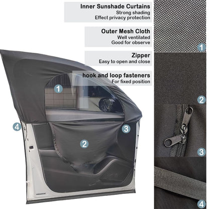 4-PCS Breathable Car Window Shades with Zipper - Privacy Protection for Most Cars