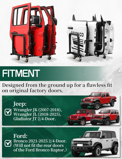 Heavy-Duty Door Hanger Storage Rack for Jeep Wrangler, Gladiator & Ford Bronco 4-Door