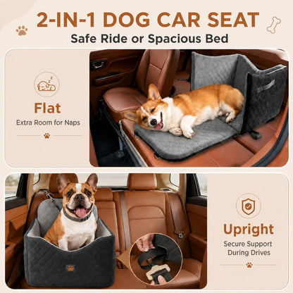 Small/Medium Dog Car Seat w/Side Opening - Thick Cushion, Detachable Washable, 35 lb Capacity (Grey)