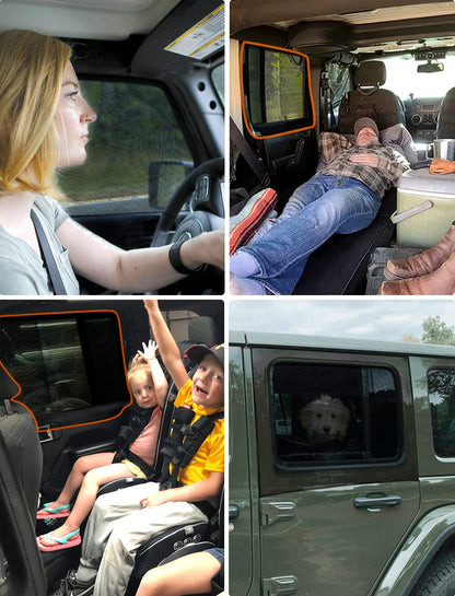 Breathable Rear Window Sun Shade for Jeep Wrangler & Gladiator - UV Protection for Pets/Camping