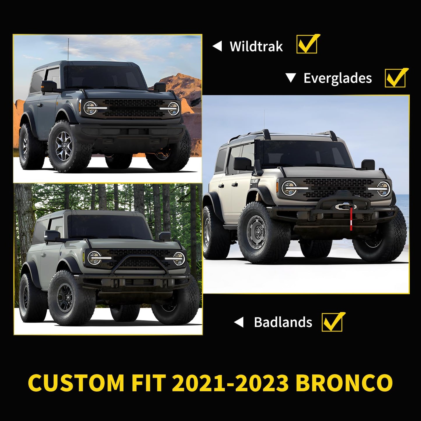 Bronco 2021-2023 Grille Lights, 3-PCS LED, White